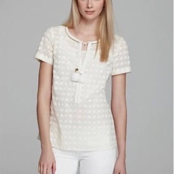 Vintage Tory Burch Maxton Elephant Print Top - Size 6 - Picture 1 of 8